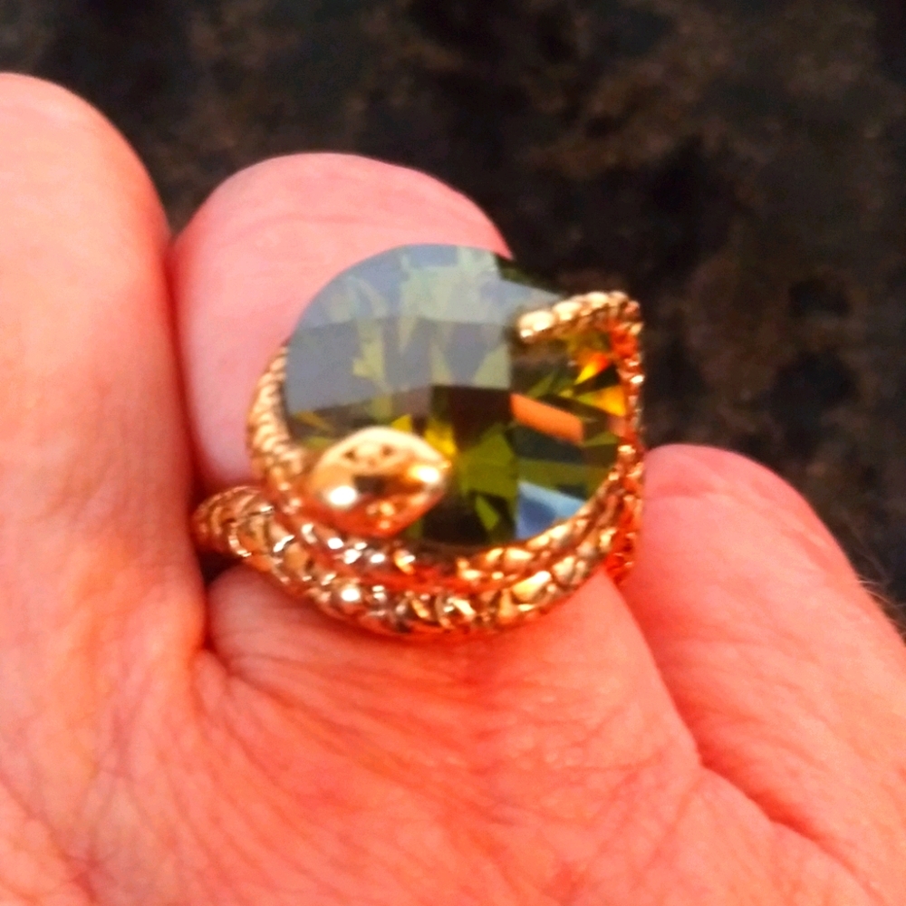 Green Tourmaline snake ring